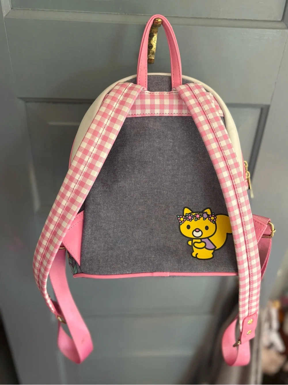 Hello Kitty Pink & Gray Floral Kids Backpack HTF/Discontinued